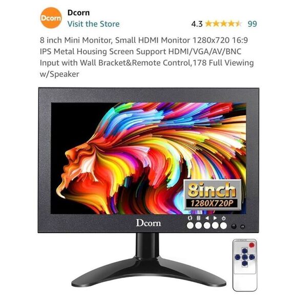 DCORN - 🎉HPX6 🎉 NWT - 8” HD82 Color Monitor- Metal Frame/1280 x 720/ Boxed - Picture 1 of 16